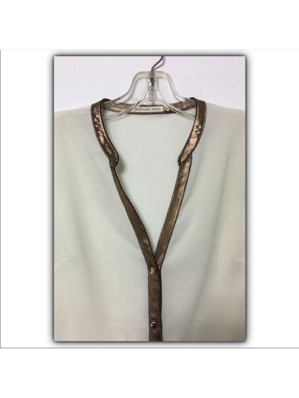 Mustard Seed semi sheer copper trim blouse size S - Picture 4 of 4